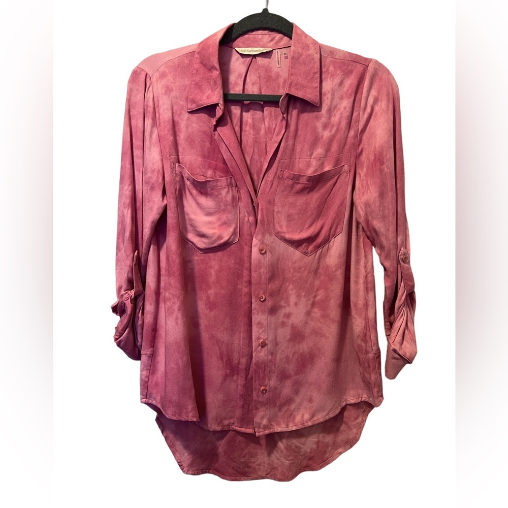 Soft Surroundings Button Down Tie Dye Pink Size XS